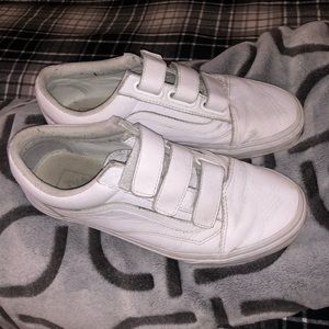 White leather Velcro vans